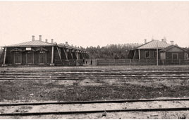 Alytus. Olita station, view of the houses where the canteen and food station of the station were located