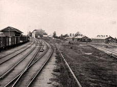 Alytus. Olita station, view of houses and railway tracks near the station (from Vilna side)