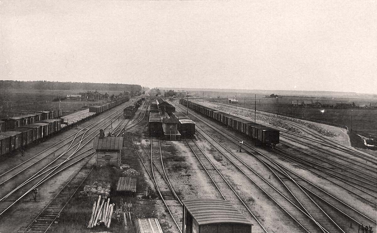 Alytus. Olita station, view of the station and tracks from the water tower (towards Kovno)