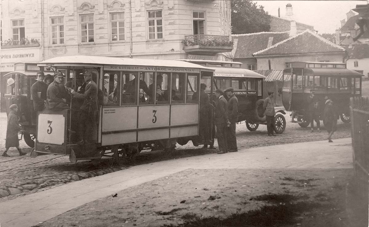 Vilnius. Tram stop at Cathedral Square, circa 1925